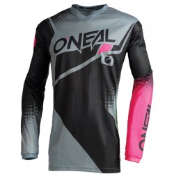 Oneal MX Μπλούζα Element Racewear V.22 Lady Μαύρο / Γκρι / Ροζ