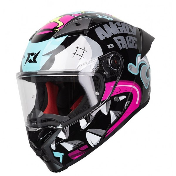 AXXIS Κράνος Fenix Angry Face B8 μαύρο/μπλε/ροζ gloss ΚΡΑΝΗ