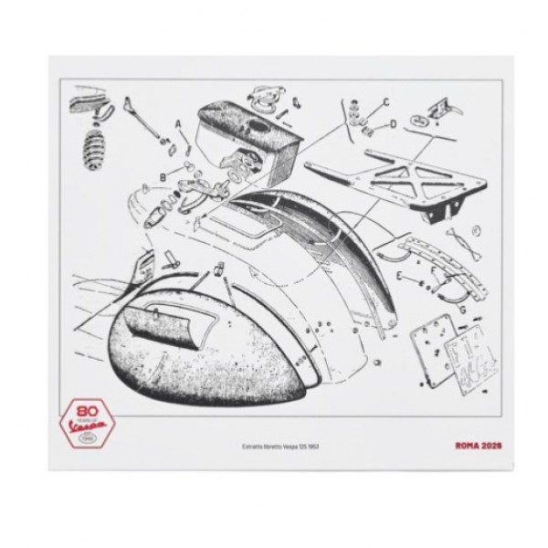 VESPA ΑΦΙΣΑ 80TH ΤΕΧΝΙΚΟ ΣΧΕΔΙΟ VESPA ΓΙΑ ΤΟΝ ΑΝΑΒΑΤΗ